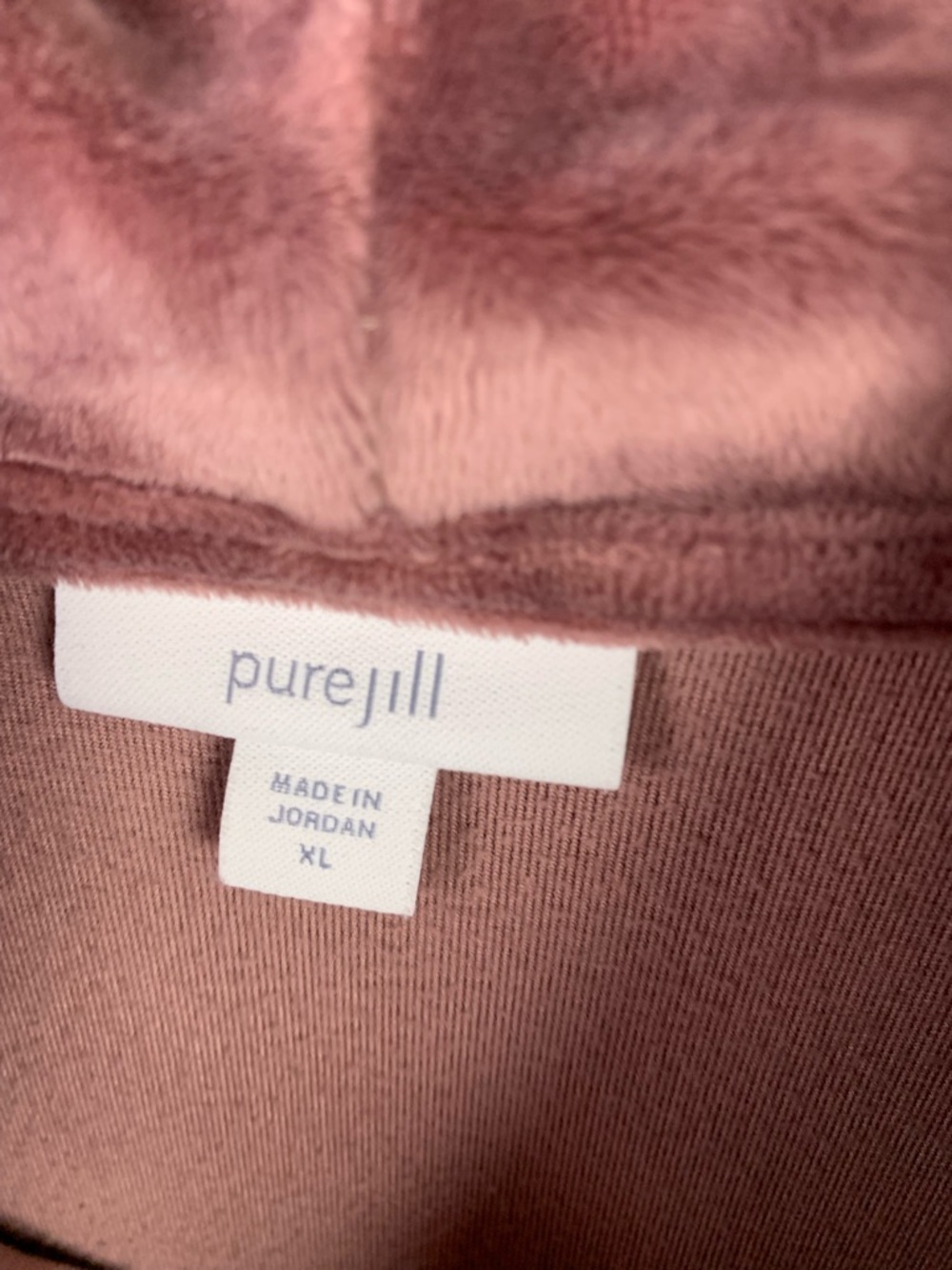 Pure Jill XL Velvet Tunic Blouse Rose Mauve Luxury Mature Mock Funnel Neck - Picture 3 of 5
